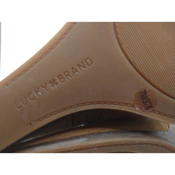 Lucky Brand Tan Suede Lace-Up Wedge Ankle Boots - Womens Size 7M - Picture 7 of 9
